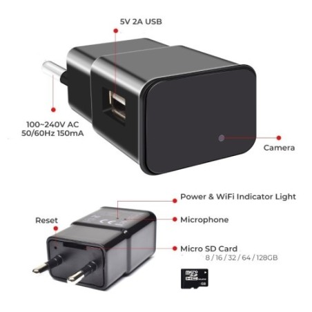 Ricarica USB Smart con Sistema di Videosorveglianza Wi-Fi Integrato
